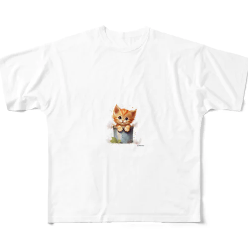 三つ子ネコのアプル フルグラフィックTシャツ