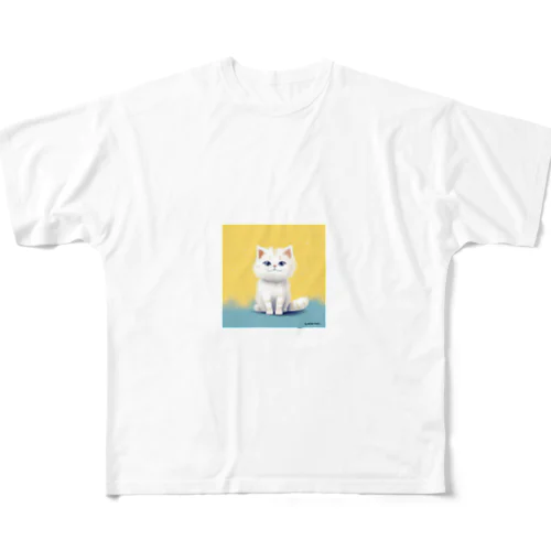 三つ子ネコのレモ フルグラフィックTシャツ