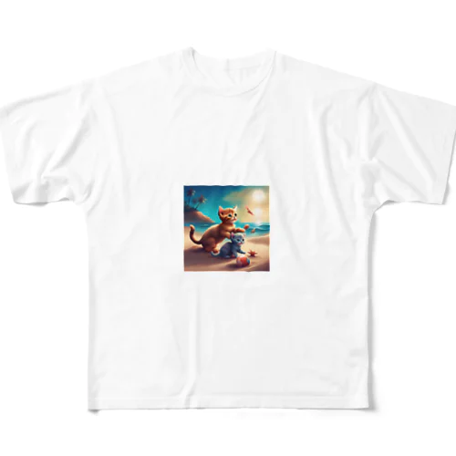 ネコビーチ All-Over Print T-Shirt