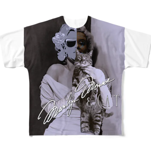 MarilynMonroe　&　CAT All-Over Print T-Shirt