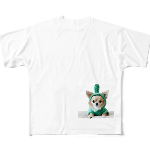 可愛いチワワ犬（#サボテンコスプレ） フルグラフィックTシャツ