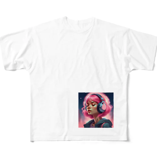 ピンク髪の少女 リアルVer. All-Over Print T-Shirt