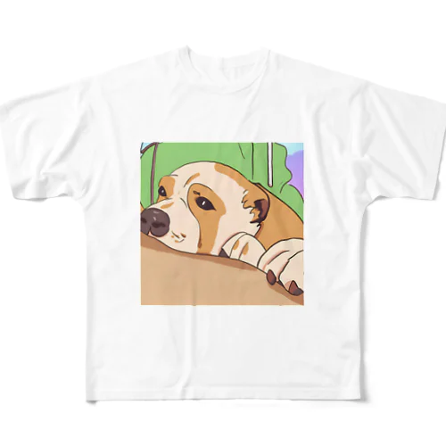 やる気のない犬 フルグラフィックTシャツ