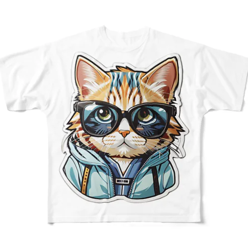 サングラス猫2 フルグラフィックTシャツ