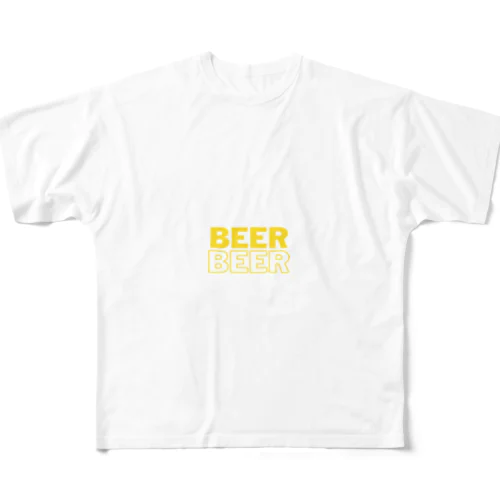 ビール＆ビール(白) フルグラフィックTシャツ