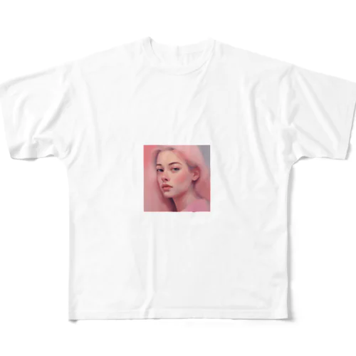 ピンクのチーク美女 All-Over Print T-Shirt