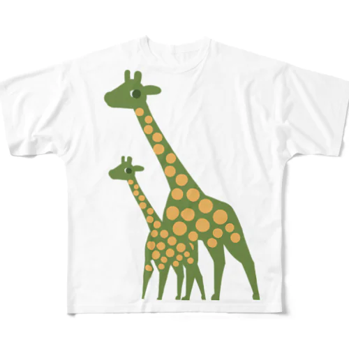 ドットのキリン親子 All-Over Print T-Shirt