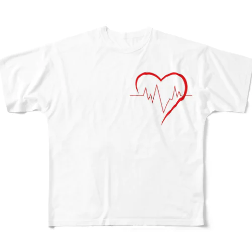 心拍数heart All-Over Print T-Shirt