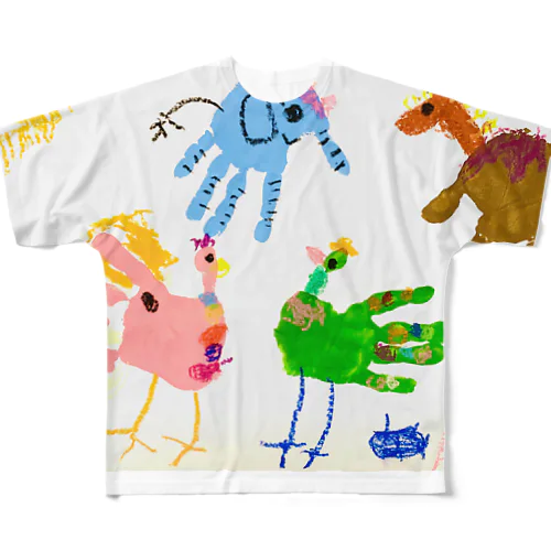 おててのどうぶつえん All-Over Print T-Shirt