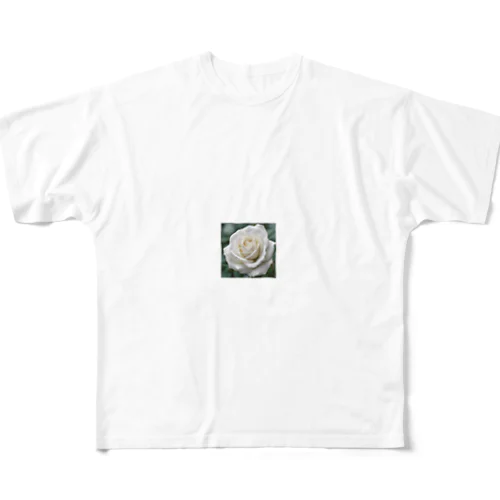 白い薔薇 フルグラフィックTシャツ