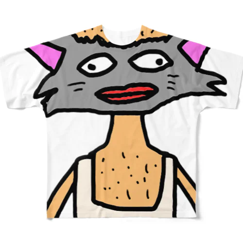 ハゲ猫 フルグラフィックTシャツ