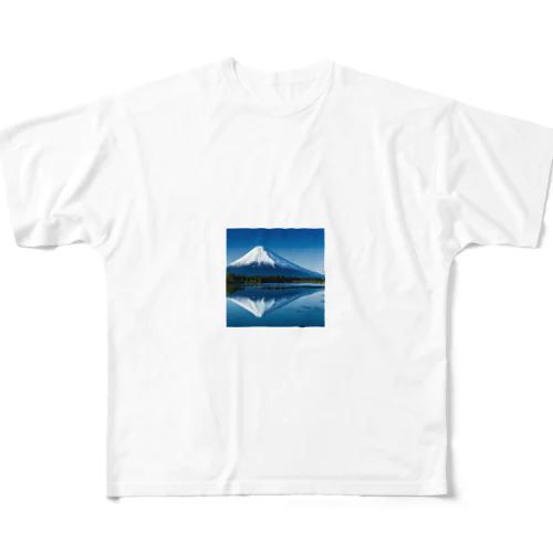 湖に反射する富士山 All-Over Print T-Shirt