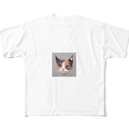 猫のマロンくん フルグラフィックTシャツ