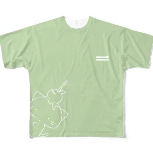 にゃんこあめTシャツ(みどり) All-Over Print T-Shirt