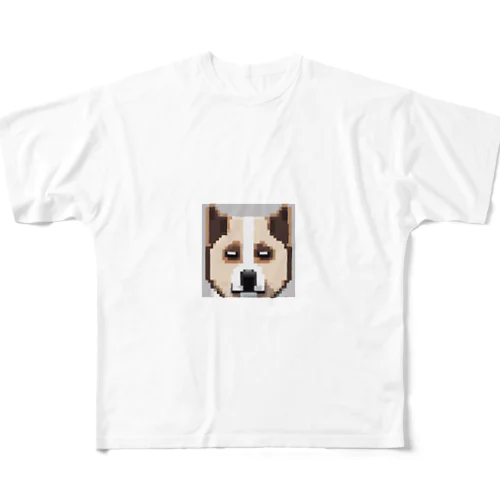 ピクセルアートのかわいい秋田犬 フルグラフィックTシャツ