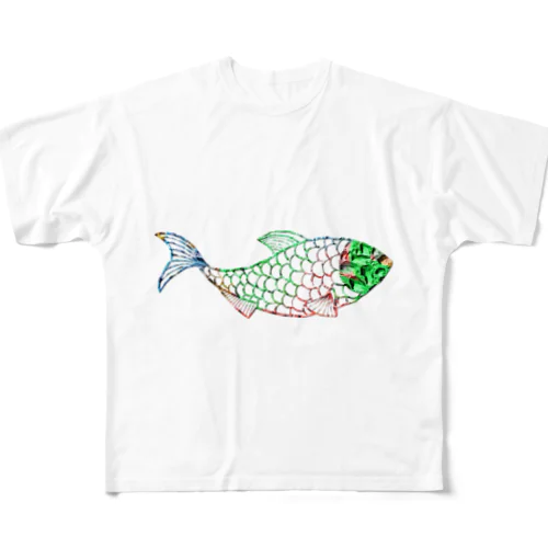 魚　water drop All-Over Print T-Shirt