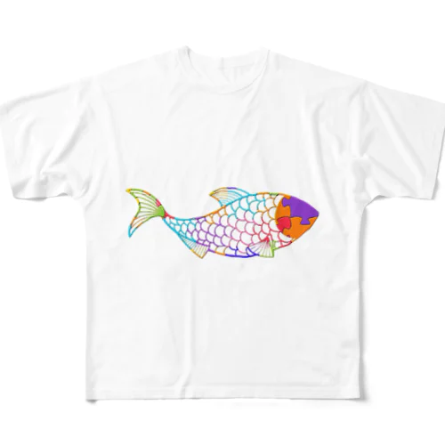 魚　jigsaw pals フルグラフィックTシャツ