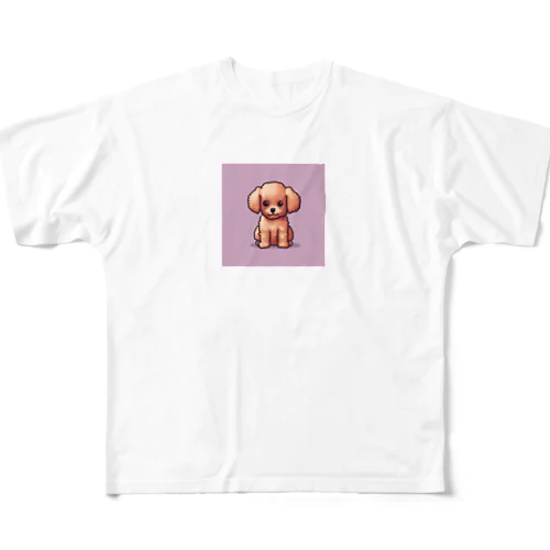 かわいいトイプードルのピクセルアート フルグラフィックTシャツ