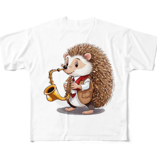 サックスを演奏するハリネズミ All-Over Print T-Shirt