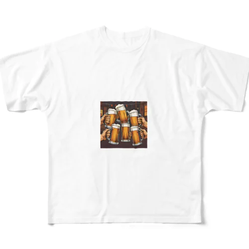 ビールで乾杯！ フルグラフィックTシャツ