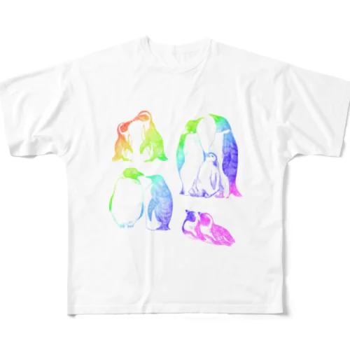 カラフルペンギン フルグラフィックTシャツ