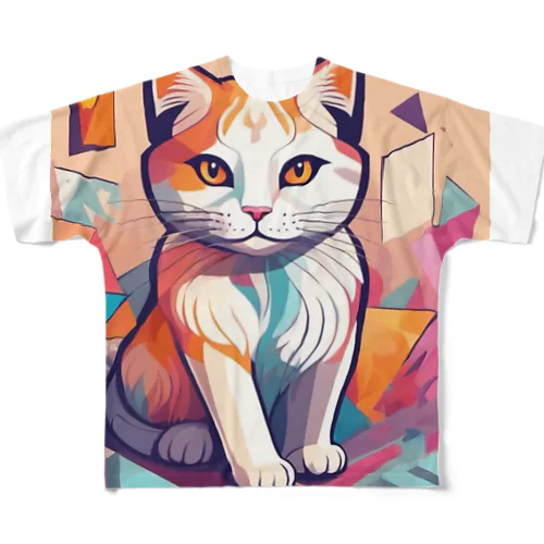 額に模様のある猫 All-Over Print T-Shirt