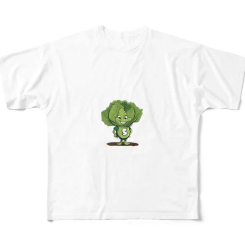 野菜キャラクター レタスのレオ フルグラフィックTシャツ
