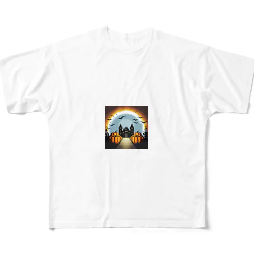 ドット絵のハロウィン城 フルグラフィックTシャツ