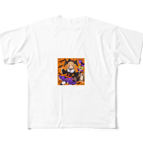 ハロウィンの魔法サークル★チワワと魔女の物語 All-Over Print T-Shirt