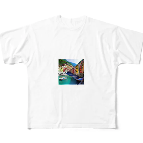 絵画のようなチンクエテッレの風景 All-Over Print T-Shirt