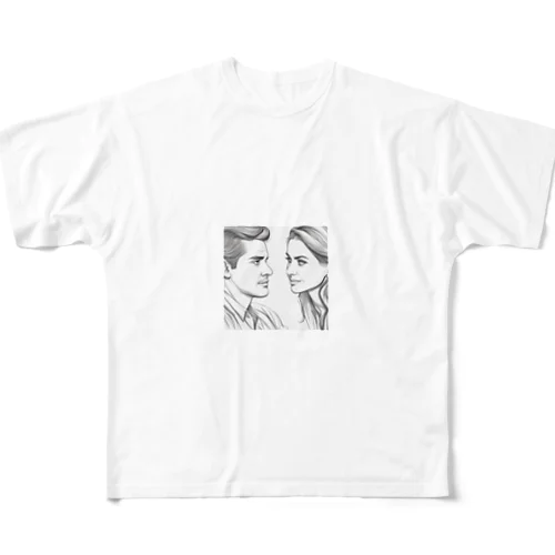 相手の話に耳を傾ける女性のアートグッズ All-Over Print T-Shirt