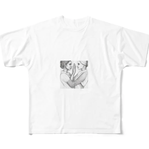 手を組む女性のアートグッズ All-Over Print T-Shirt