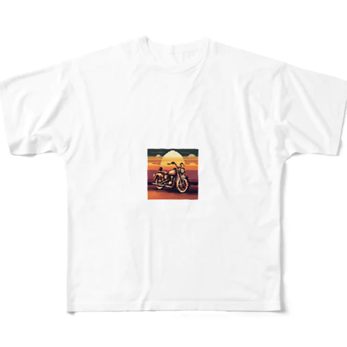 レトロバイクドット　夕日編　№３ All-Over Print T-Shirt