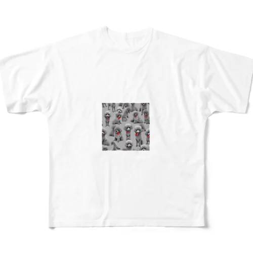 赤いリボンのトイプードルだらけ All-Over Print T-Shirt