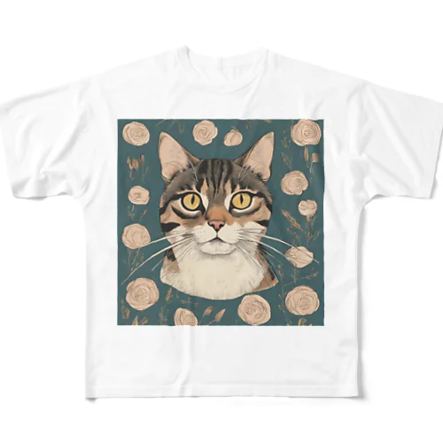 ねこライフ フルグラフィックTシャツ