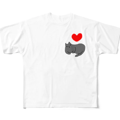 l love クロネコ フルグラフィックTシャツ