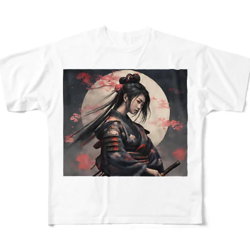 刀と侍 フルグラフィックTシャツ