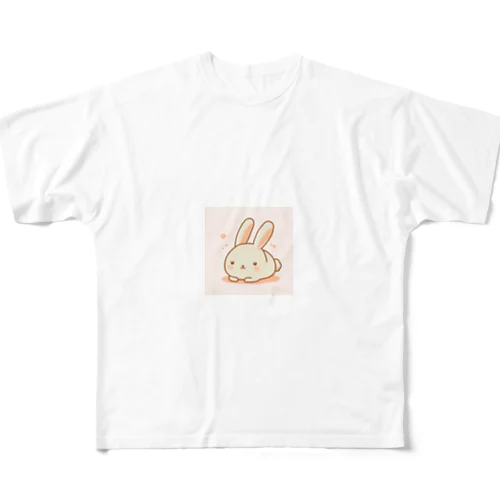 ウサギのシンプルで可愛いカラーイラスト All-Over Print T-Shirt