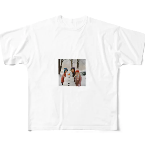 雪だるまと笑顔 All-Over Print T-Shirt