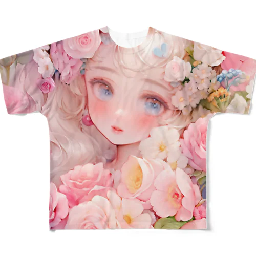 AIイラスト　フラワードール All-Over Print T-Shirt