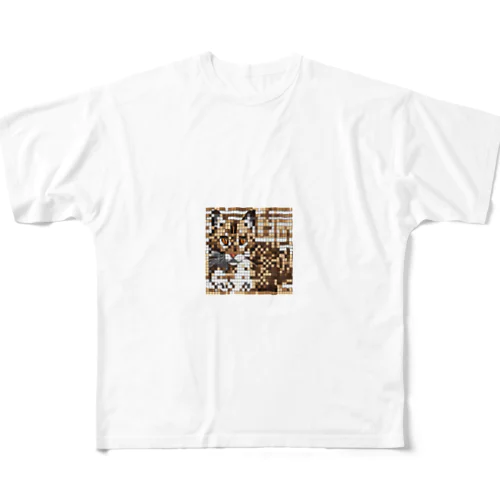 ドット絵のベンガルキャット フルグラフィックTシャツ