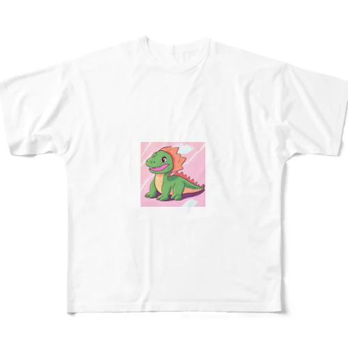 かわいい恐竜のグッズ フルグラフィックTシャツ