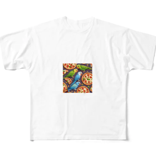 ピザ食べるインコ All-Over Print T-Shirt