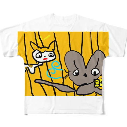 ねこ＆ねずみ フルグラフィックTシャツ