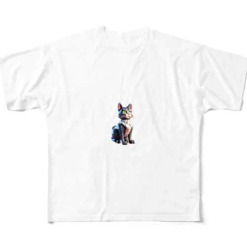 3D猫 フルグラフィックTシャツ