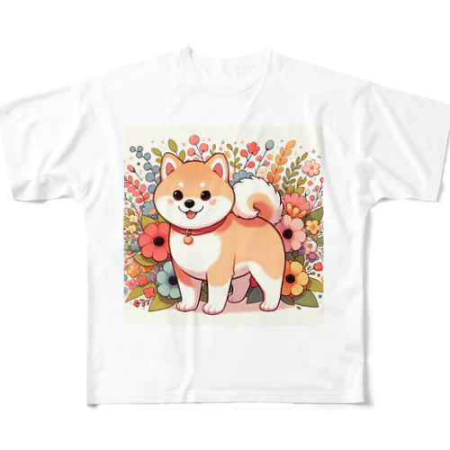 可愛い柴犬 フルグラフィックTシャツ