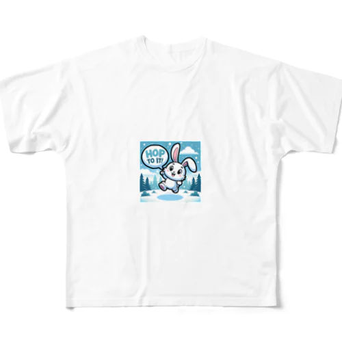 ポンポンウサギ フルグラフィックTシャツ