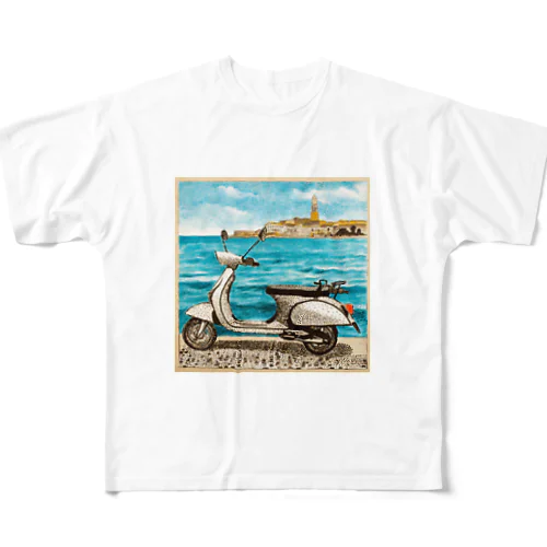 原動付き自転車 フルグラフィックTシャツ