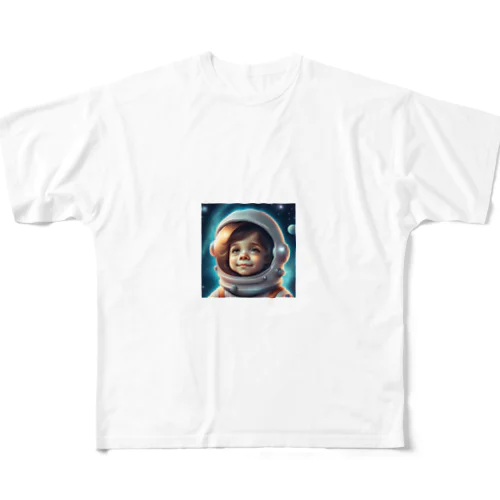 可愛い宇宙飛行士 フルグラフィックTシャツ