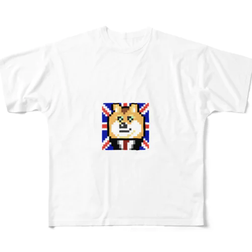 英国紳士柴 フルグラフィックTシャツ